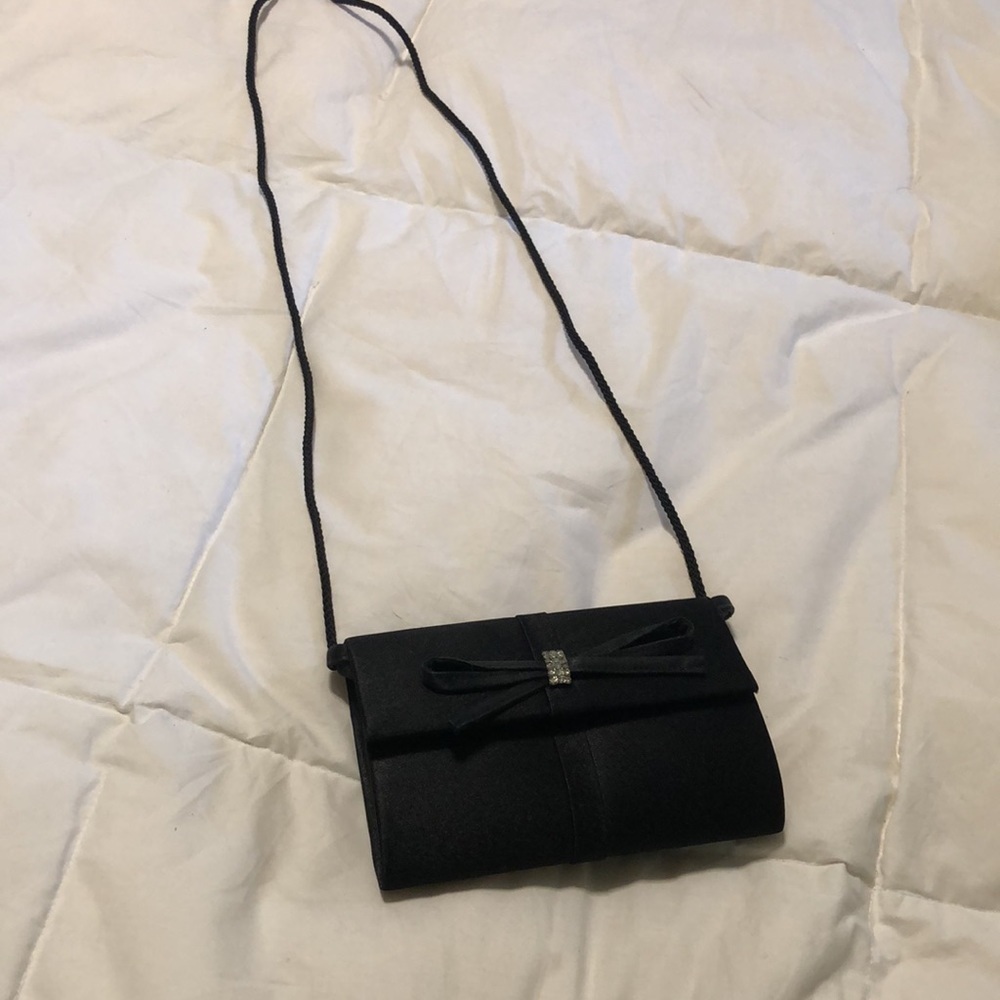 Formal, small, black satin purse - Picture 7 of 9